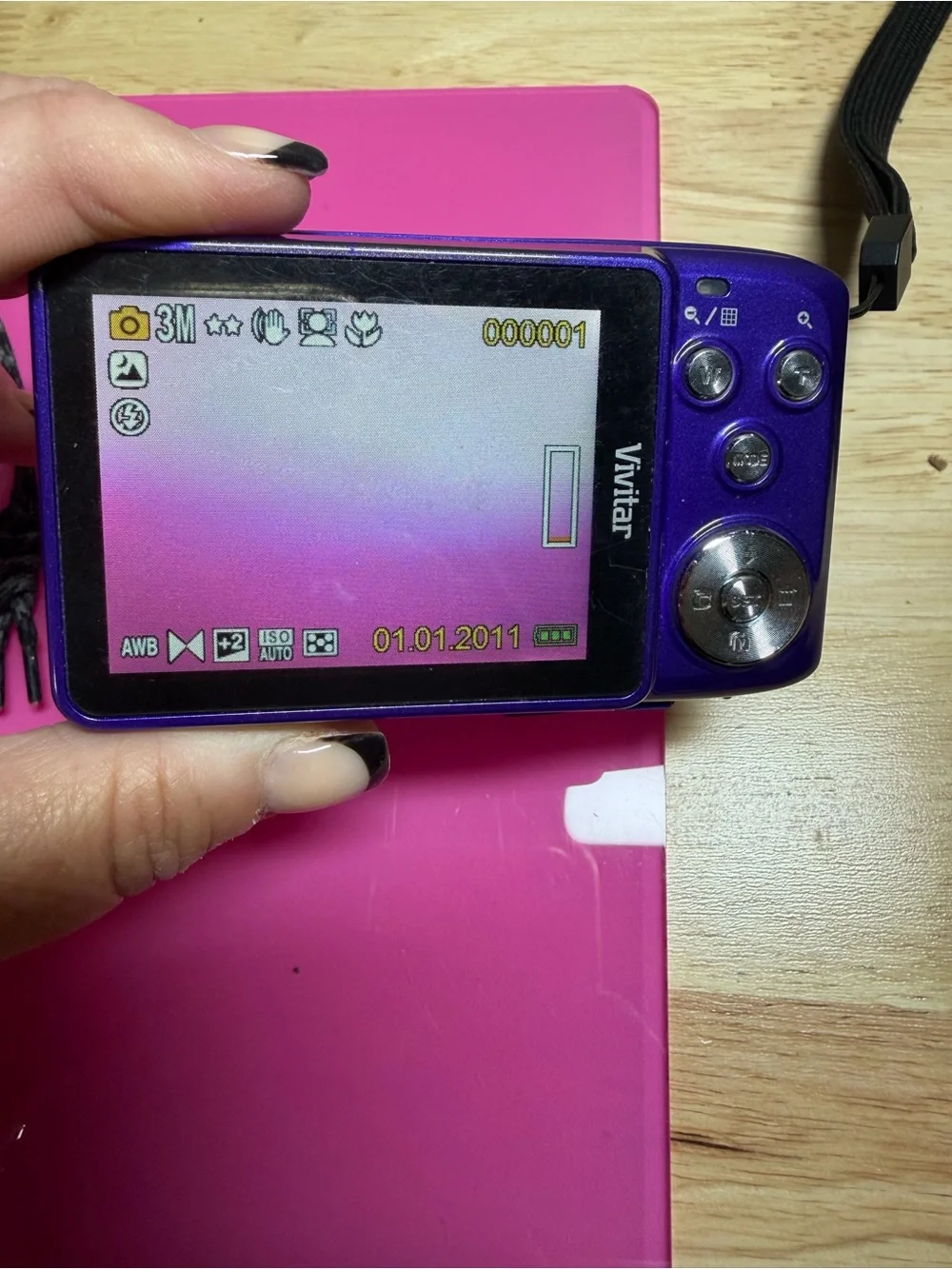 Vivitar ViviCam F128 Purple Compact Digital Camera and SD card